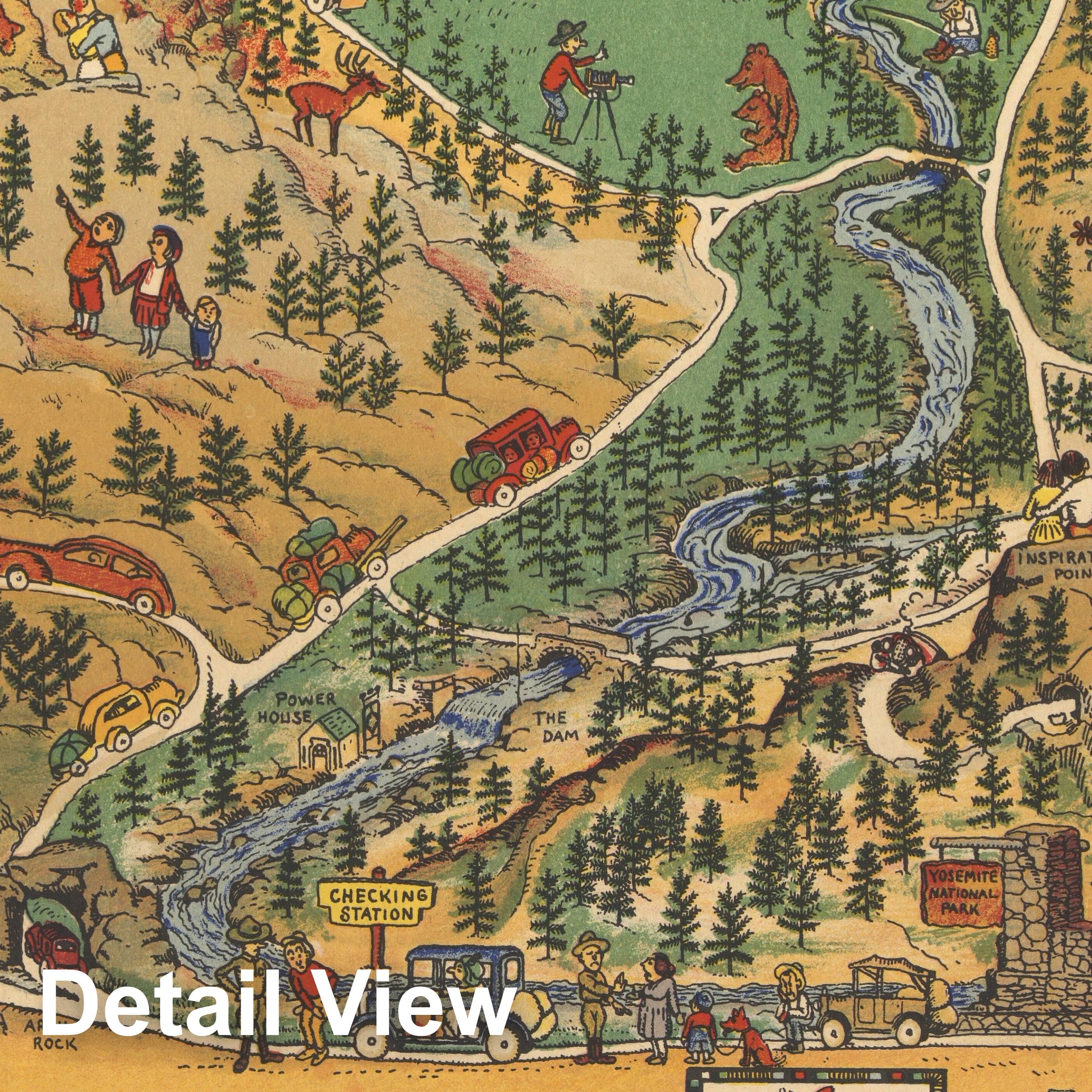 Historic Map - Yosemite, 1931, Jo Mora - Vintage Wall Art