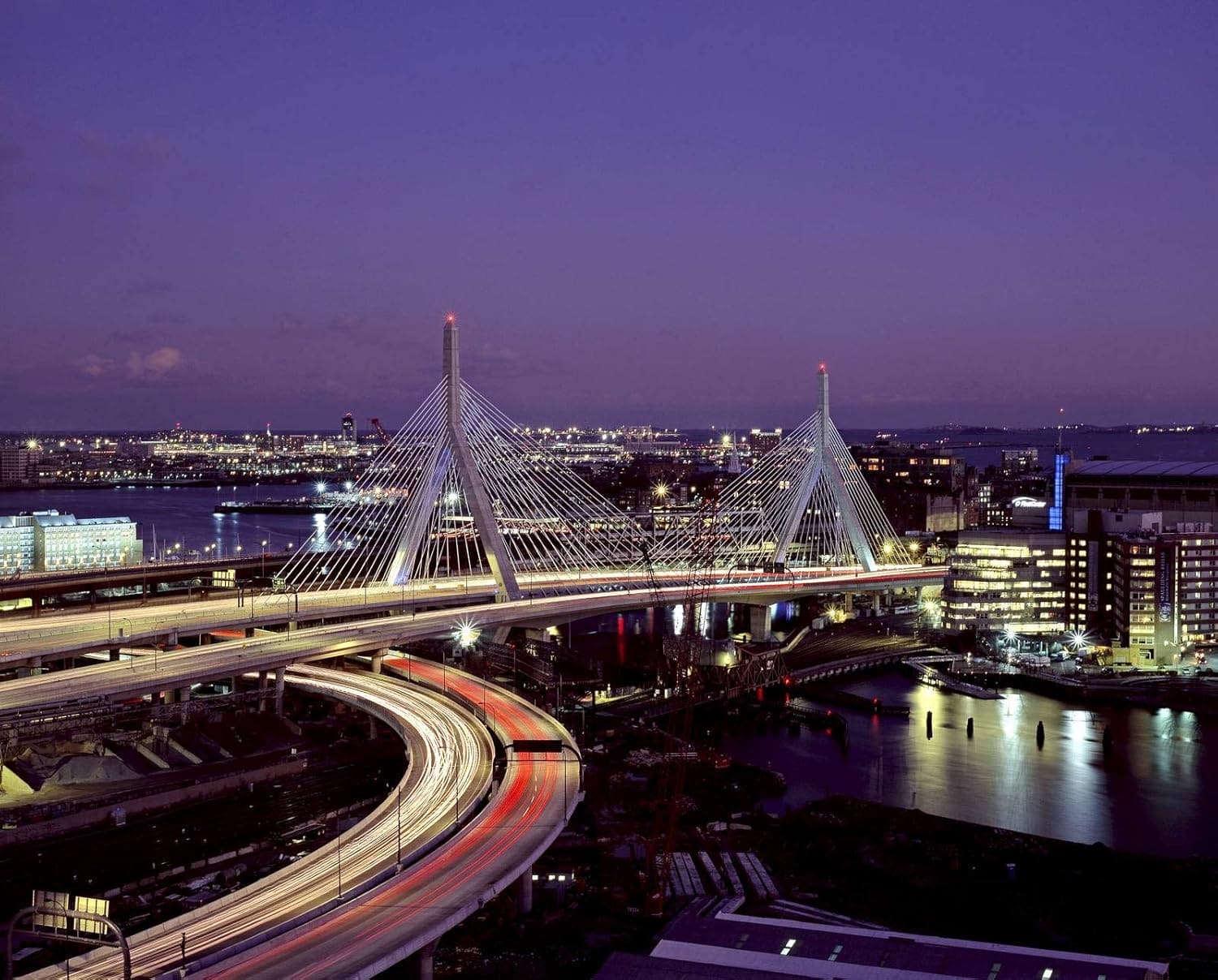 Boston, MA - Photo - Leonard P. Zakim Bunker Hill Bridge at Night