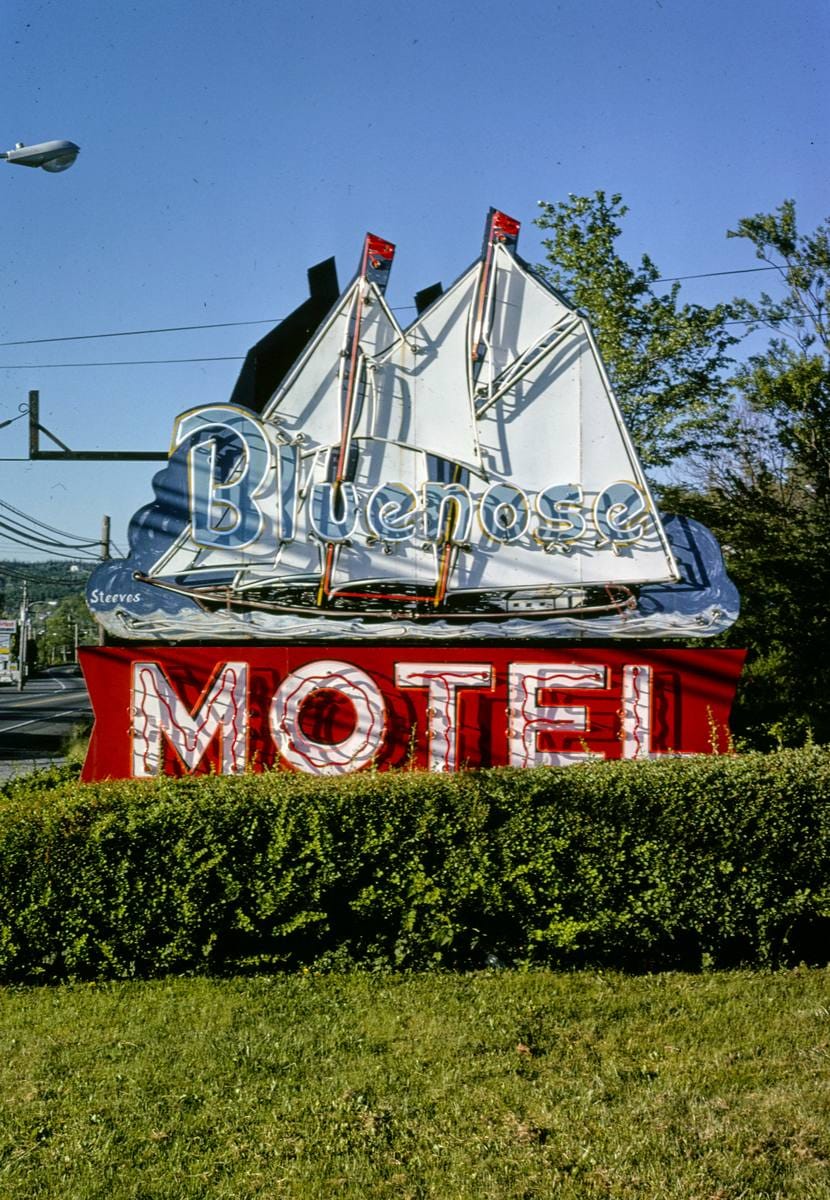 Historic Photo : 1979 Bluenose Motel sign, Bedford, Nova Scotia | Margolies | Roadside America Collection | Vintage Wall Art :