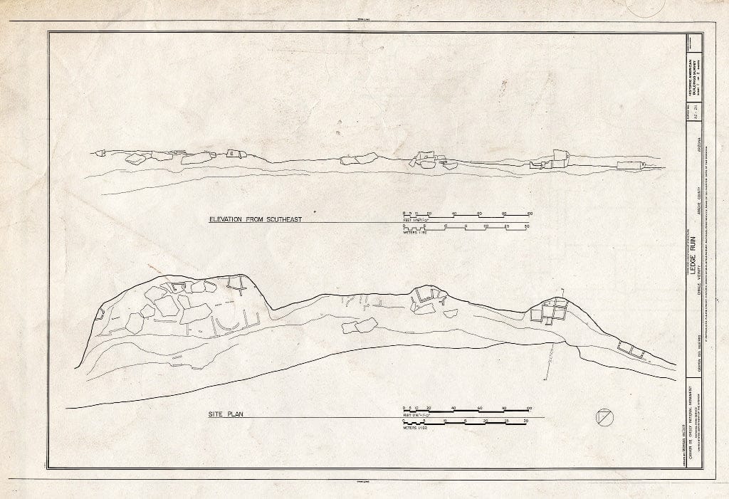 Blueprint HABS ARIZ,1-Chin.V,5- (Sheet 1 of 2) - Ledge Ruin, Canyon del Muerto, Chinle, Apache County, AZ