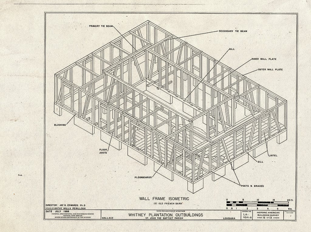 Blueprint HABS LA-1194-A (Sheet 12 of 13) - Whitney Plantation, Outbuildings, Louisiana Route 18, Wallace, St. John The Baptist Parish, LA