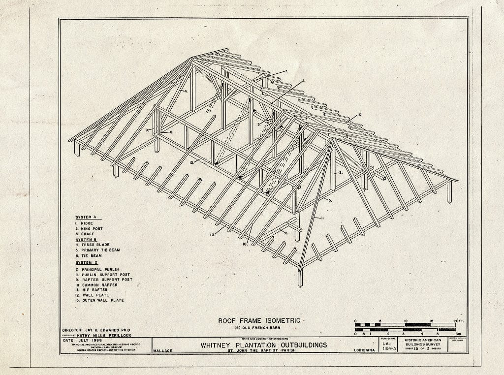 Blueprint HABS LA-1194-A (Sheet 13 of 13) - Whitney Plantation, Outbuildings, Louisiana Route 18, Wallace, St. John The Baptist Parish, LA