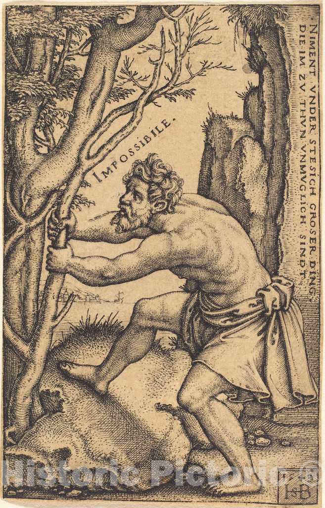 Art Print : Sebald Beham, The Impossibility, 1549 - Vintage Wall Art