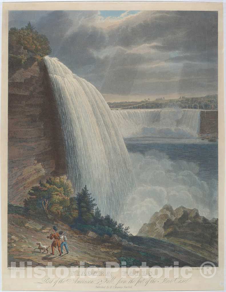 Art Print : Hill, After Bennett, Niagara Falls from Foot of Staircase, 1829 - Vintage Wall Art