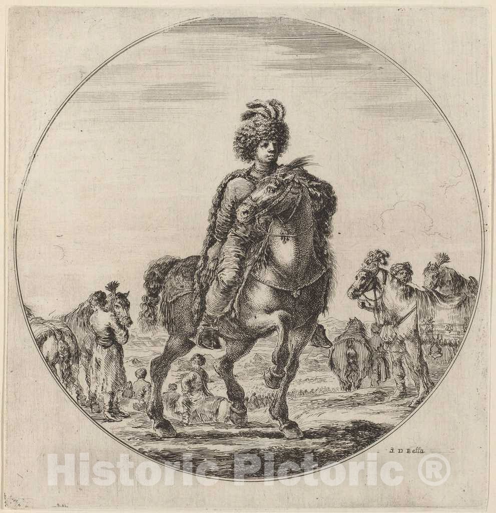 Art Print : Stefano Della Bella, Hungarian Cavalier - Vintage Wall Art