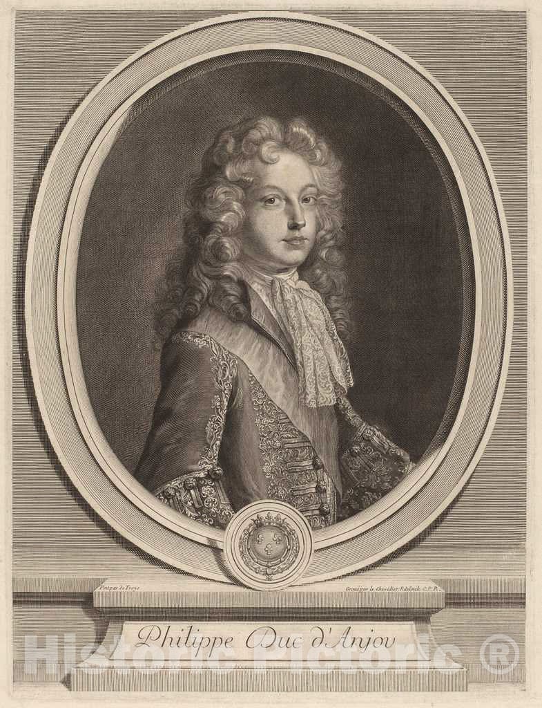 Art Print : Edelinck After de Troy, Philippe, Duke of Anjou - Vintage Wall Art