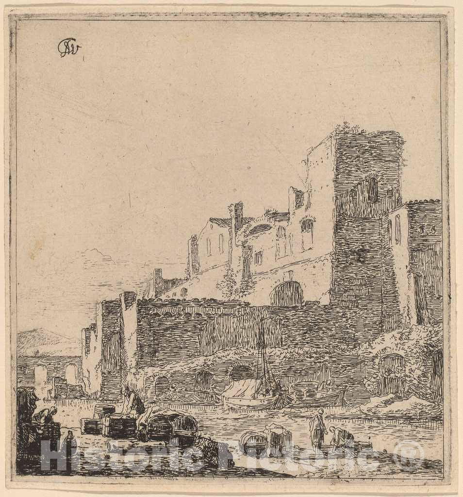 Art Print : Thomas Wyck, Sailors at The Waterside - Vintage Wall Art