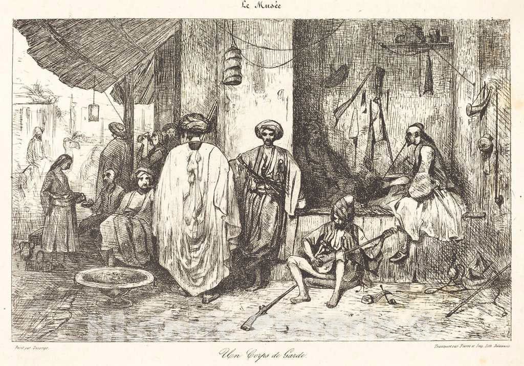 Art Print : Alexandre-Gabriel Decamps, Un Corps de Garde - Vintage Wall Art