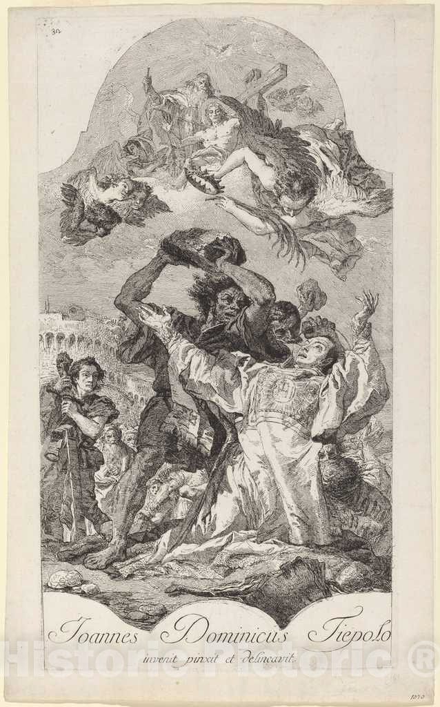 Art Print : Giovanni Domenico Tiepolo, The Stoning of Saint Stephen - Vintage Wall Art