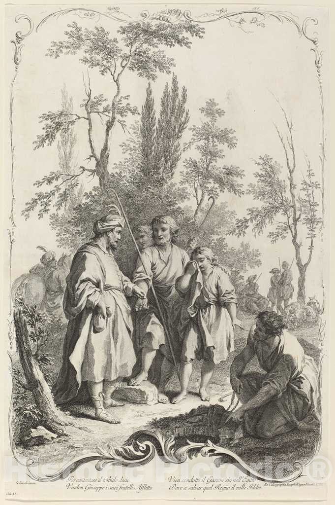 Art Print : Wagner After Zocchi, Joseph and His Brothers, c. 1745 - Vintage Wall Art