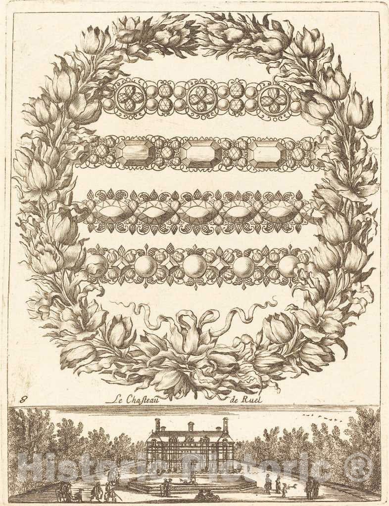 Art Print : François Le Febvre, Le chasteau de Ruel, 1665 - Vintage Wall Art