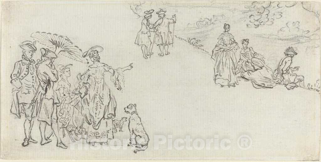 Art Print : Sandby, Ladies and Gentlemen in a Country Park - Vintage Wall Art