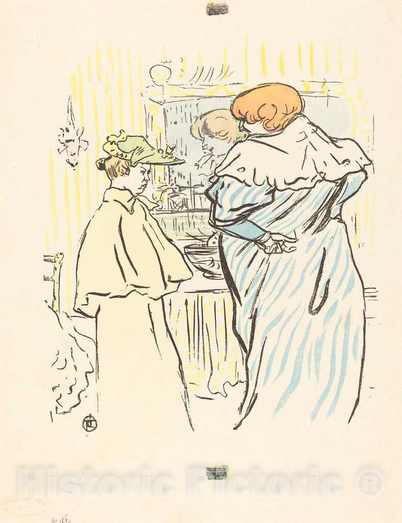 Art Print : Henri de Toulouse-Lautrec, Two Women Before a Mirror - Vintage Wall Art