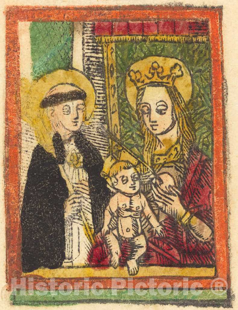 Art Print : Saint Bernard with The Madonna and Child, c.1490 - Vintage Wall Art