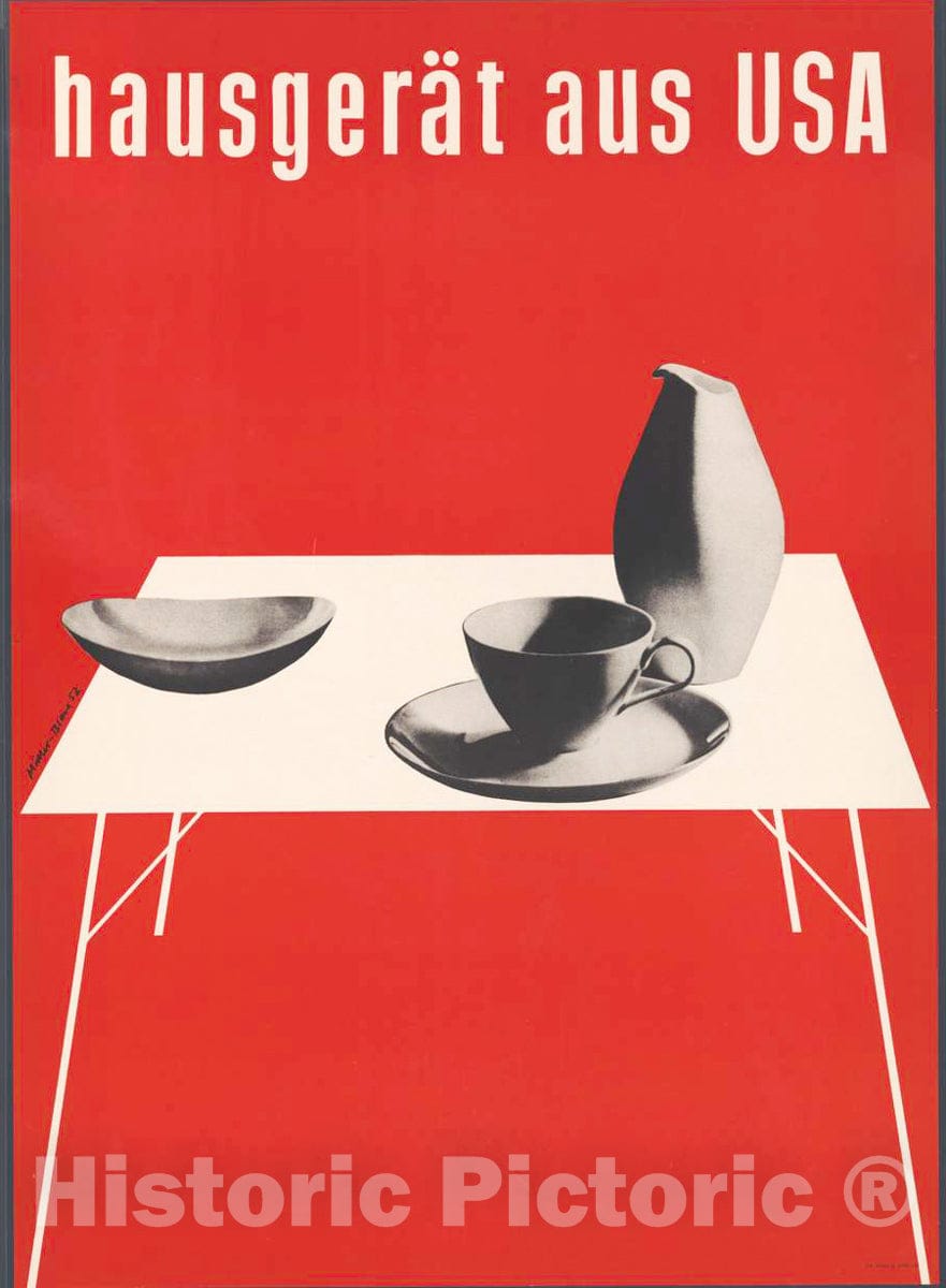 Vintage Poster -  Hausgerät aus U.S.A. -  Müller - Blase., Historic Wall Art