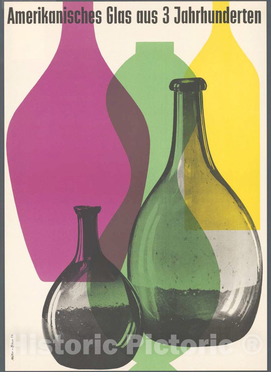 Vintage Poster -  Amerikanisches Glas aus 3 Jahrhunderten -  Müller - Blase., Historic Wall Art