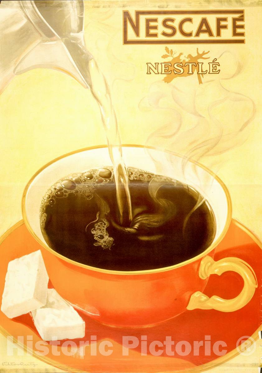 Vintage Poster - Nescafé Nestlé - Viktor Rutz., Historic Wall Art