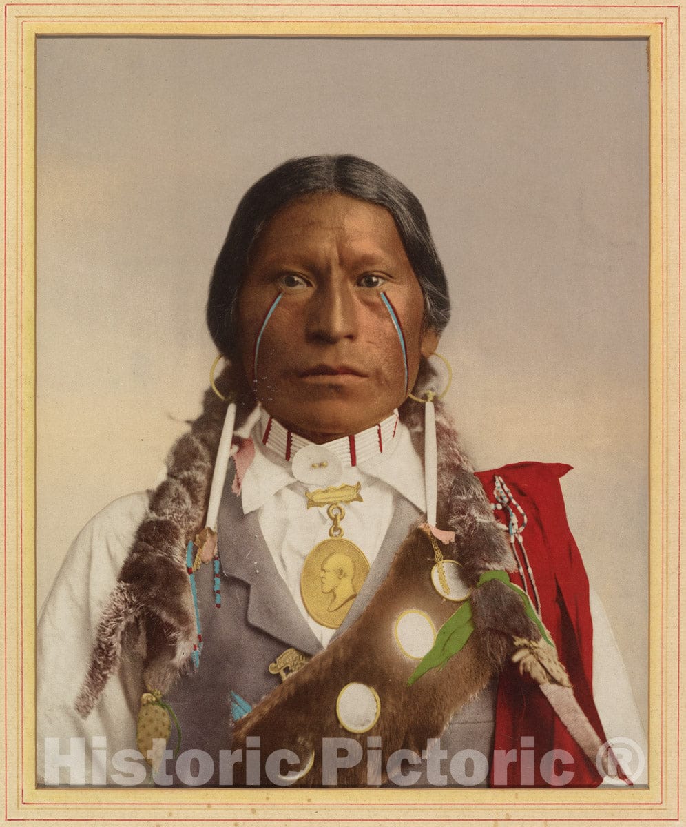 Art Print : William Henry Jackson - Native American with a Medal of President Garfield : Vintage Wall Art
