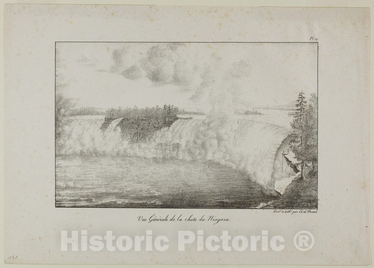 Art Print : View of Niagara Falls, edouard de Montule, c.1947, Vintage Wall Decor :