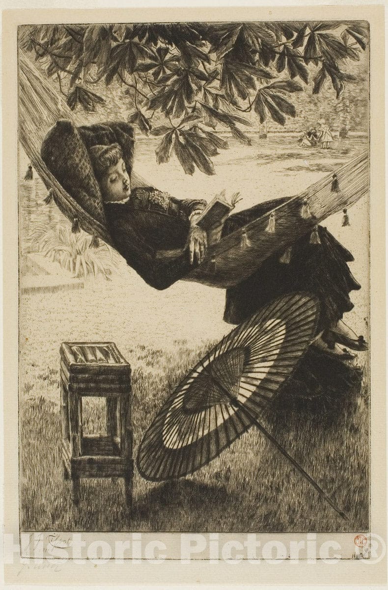 Art Print : The Hammock, James Tissot, c.1881, Vintage Wall Decor