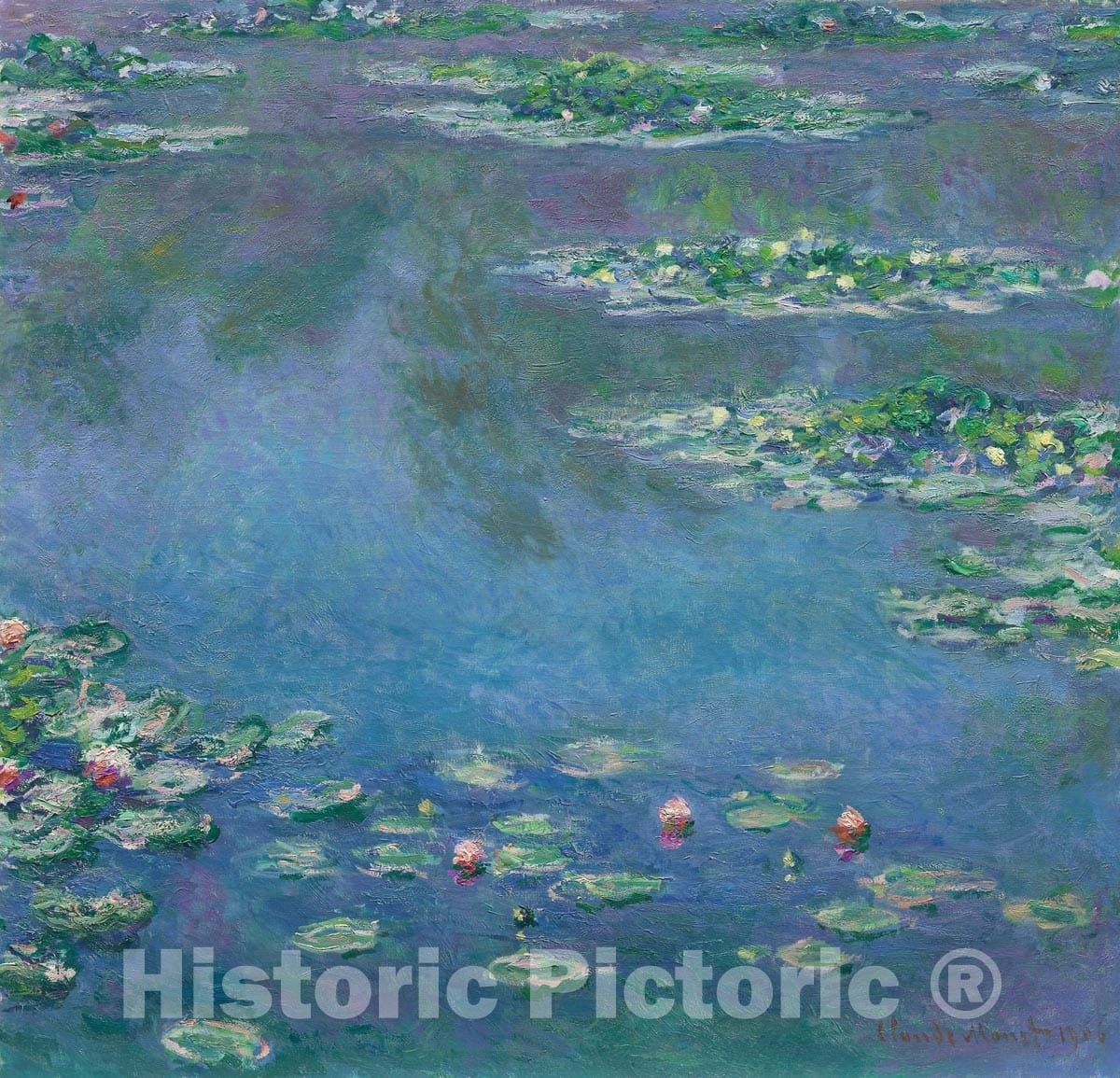 Art Print : Water Lilies, Claude Monet, c 1906, Vintage Wall Decor :