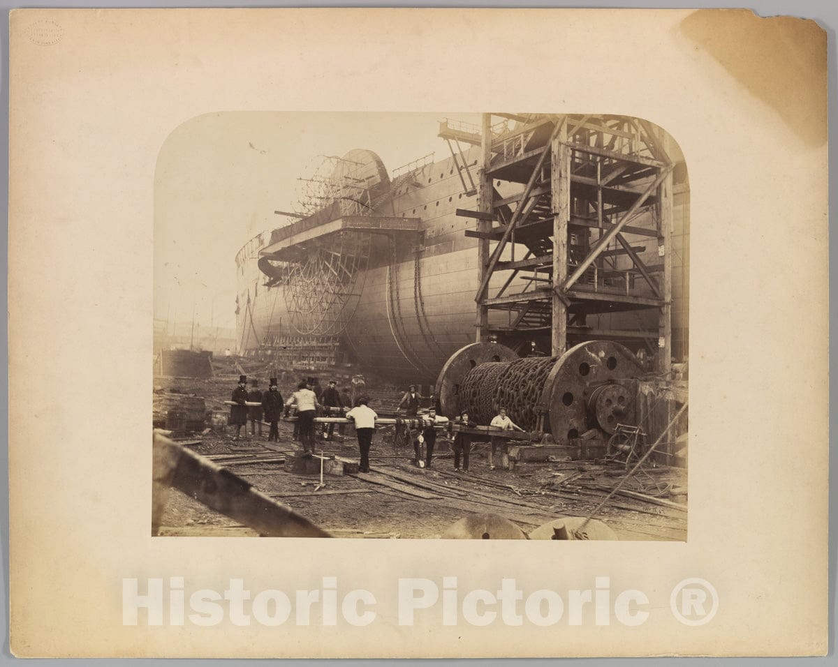 Photo Print : Robert Howlett - Men at Work Beside The Launching Chains of The Great Eastern : Vintage Wall Art