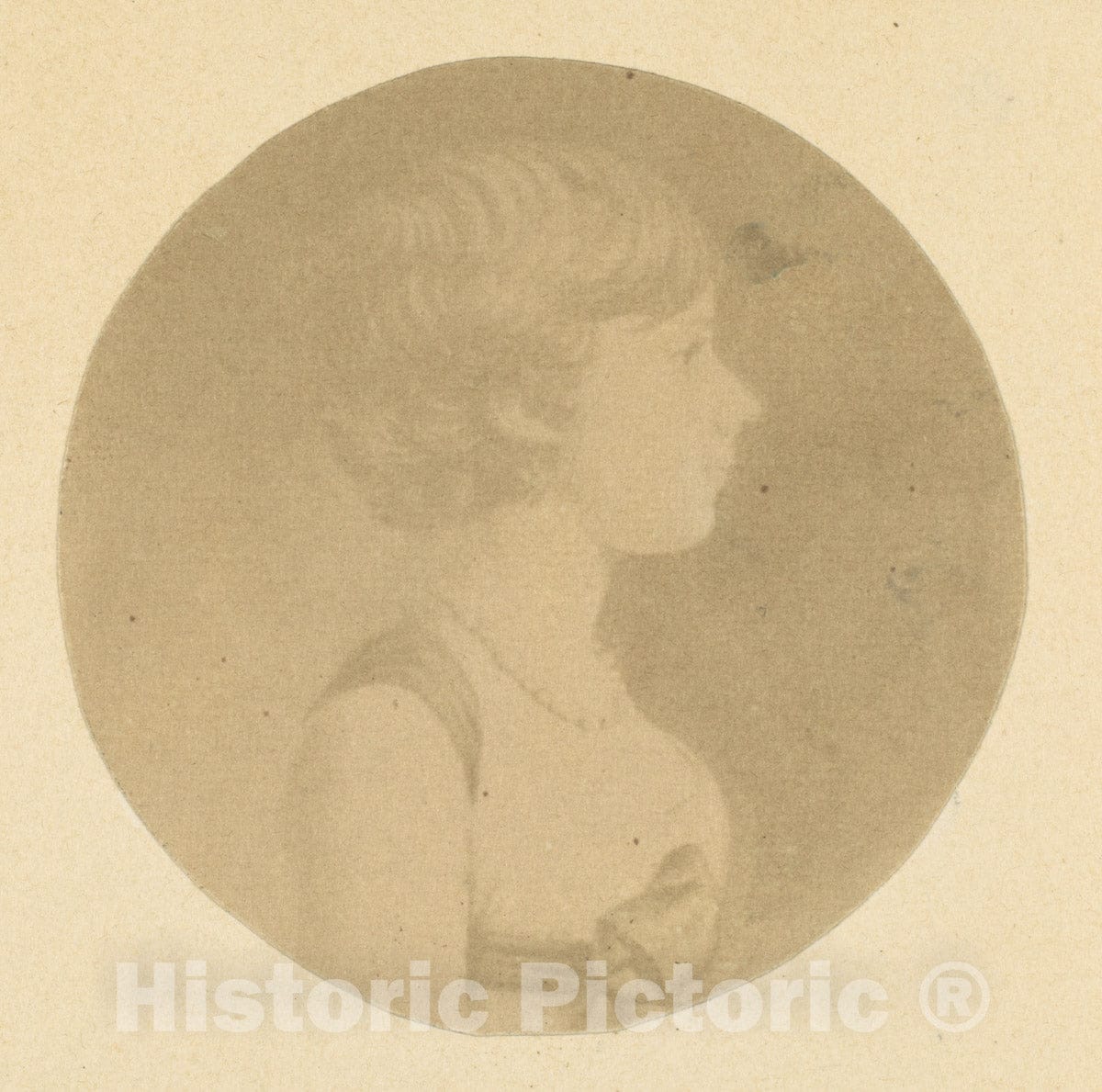 Photo Print : Jeremiah Gurney - Mezzotint Portrait of a Girl in Profile, from The St. Memin Collection of Portraits : Vintage Wall Art