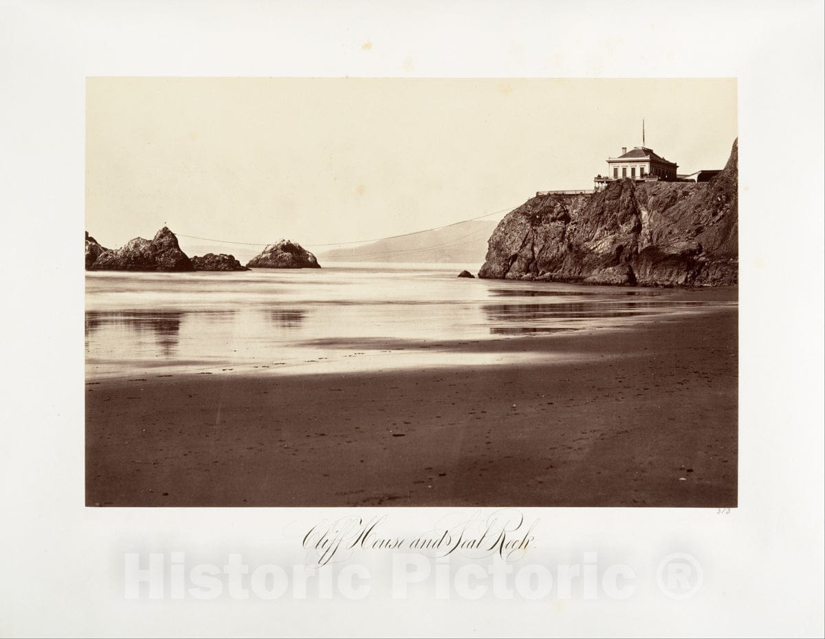 Photo Print : Carleton E. Watkins - Cliff House and Seal Rock : Vintage Wall Art