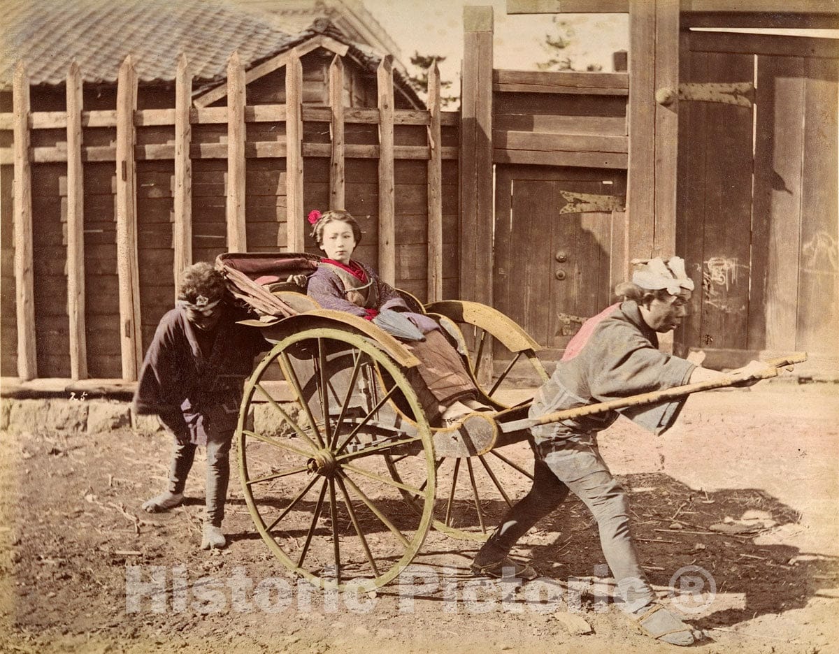Photo Print : Japanese Woman Posing in a Carriage : Vintage Wall Art