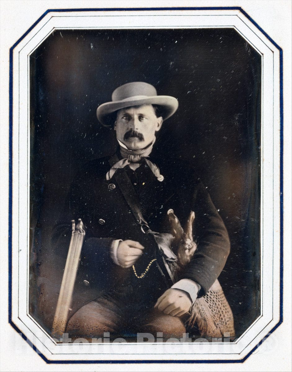 Photo Print : Hunter with Hare : Vintage Wall Art