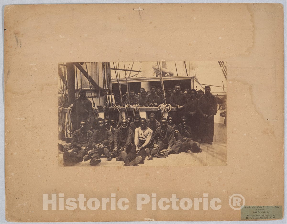 Photo Print : Henry P. Moore - Contrabands Aboard U.S. Ship Vermont, Port Royal, South Carolina : Vintage Wall Art