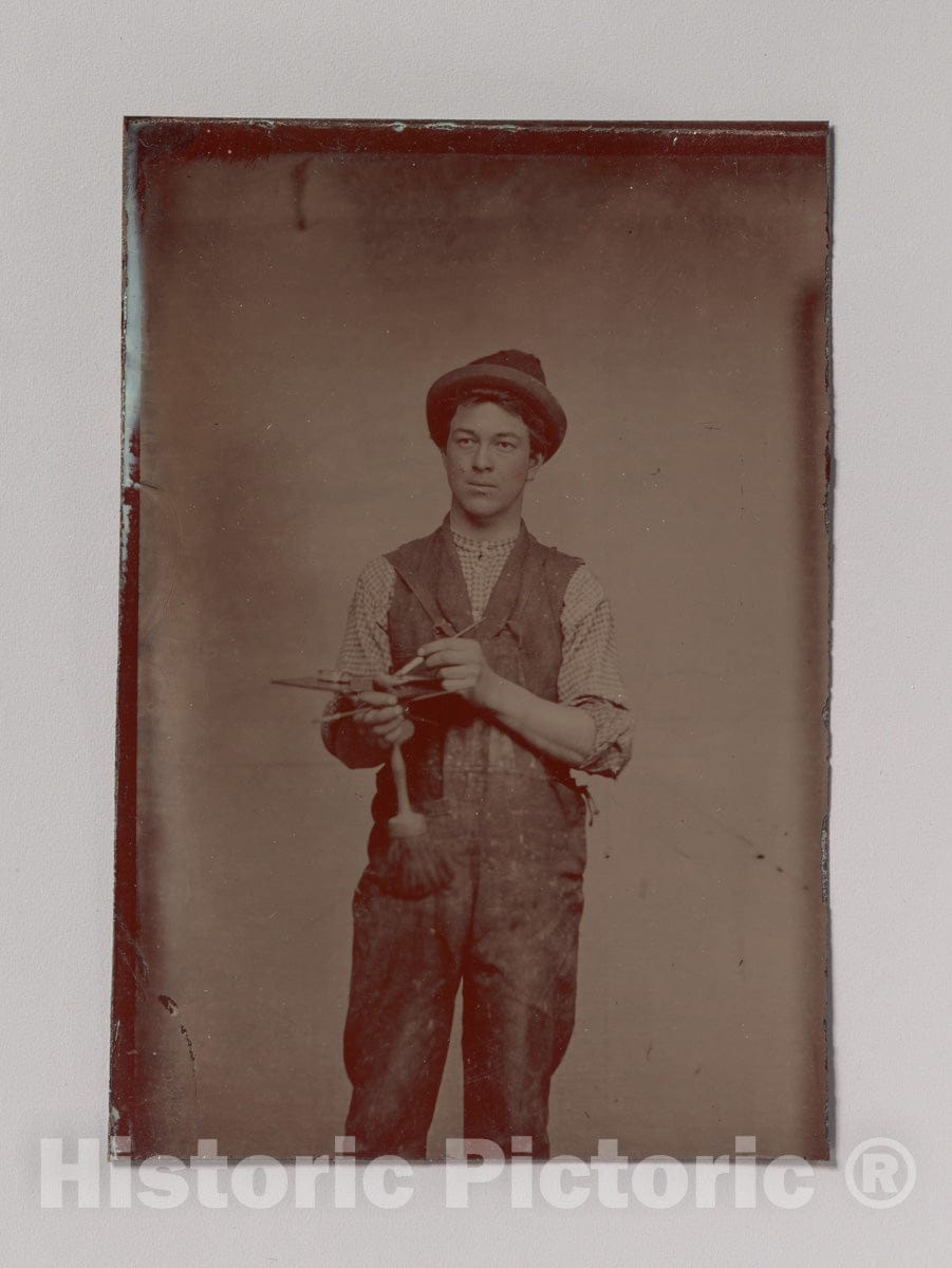 Art Print : Painter Holding Palette and Brushes - Artist Unknown : Vintage Wall Art