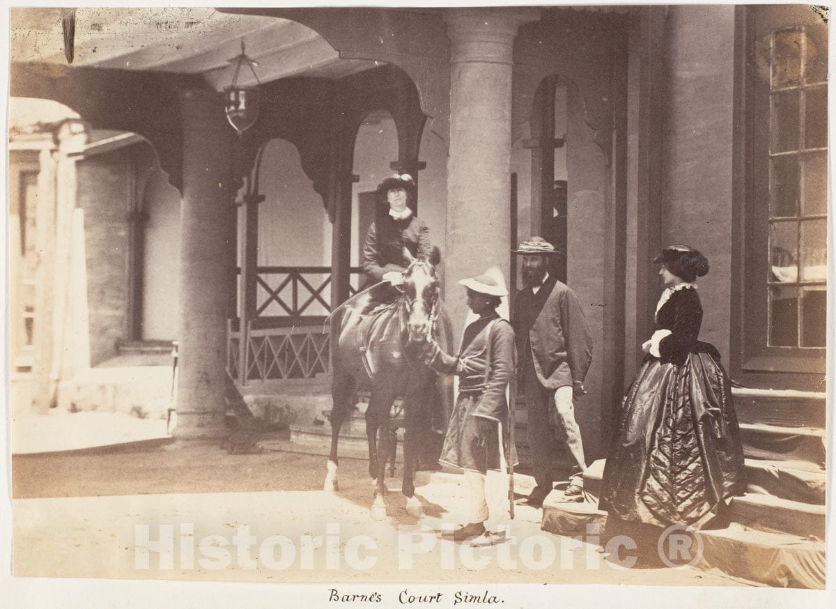Photo Print : Group Portrait: (L to R) Lady Canning, Major Jones and Lady Campbell, Barnes Court, Simla : Vintage Wall Art
