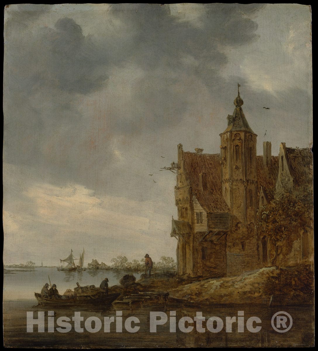 Art Print : Jan Van Goyen - Country House Near The Water : Vintage Wall Art