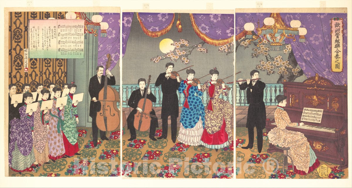 Art Print : Y?sh? (Hashimoto) Chikanobu - Concert of European Music  - Japan : Vintage Wall Art