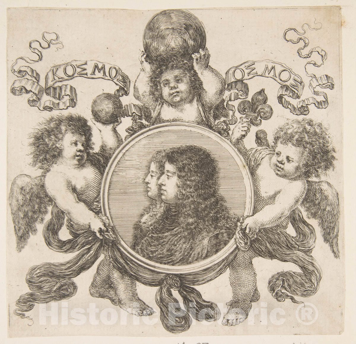 Art Print : Stefano Della Bella - Cosimo de Medici, Prince of Tuscany, and His Wife, Marguerite Louise d'Orleans : Vintage Wall Art