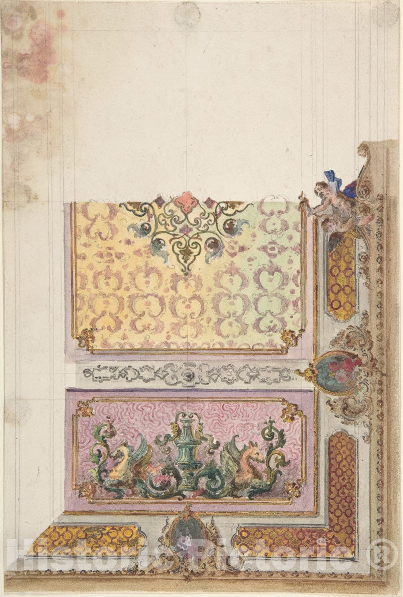 Art Print : Italian, 19th Century - Design for a Painted Ceiling 5 : Vintage Wall Art