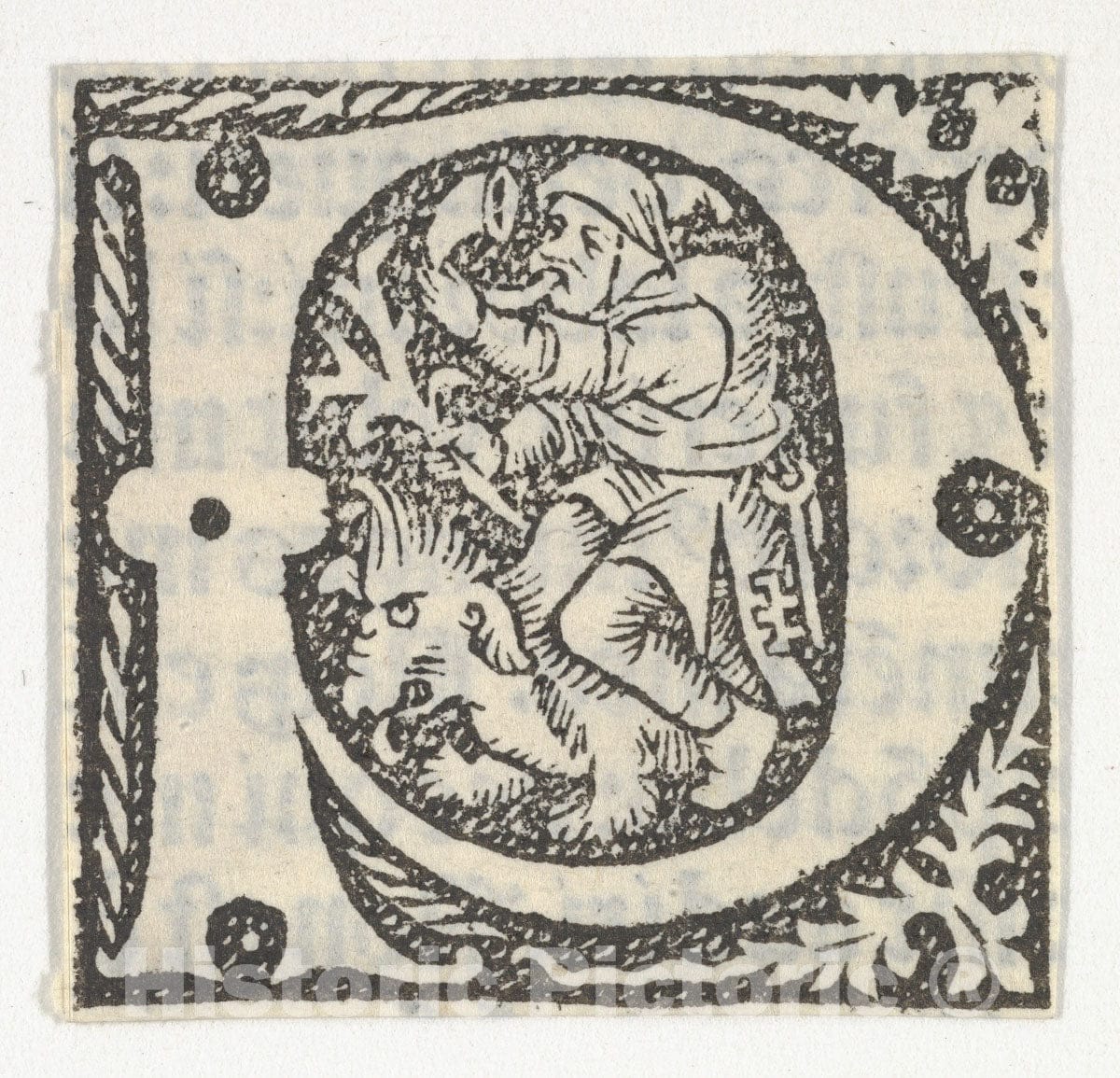 Art Print : Anonymous, French, 15th Century - Decorated Roman Alphabet 1 : Vintage Wall Art