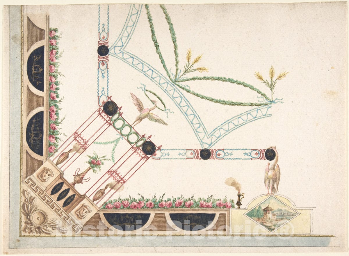 Art Print : Italian, First Half of The 18th Century - Design for a Ceiling : Vintage Wall Art