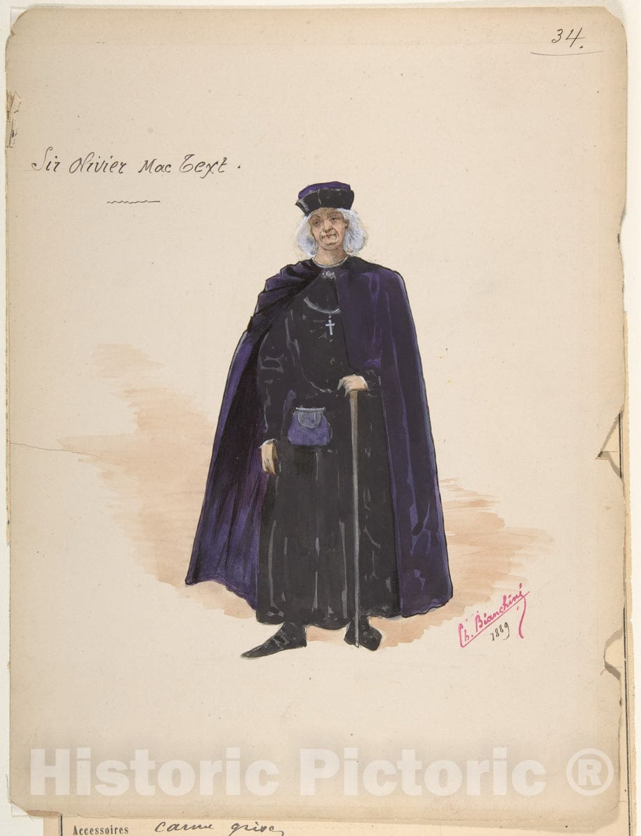 Art Print : Charles Bianchini - Costume for Sir Olivier McText a