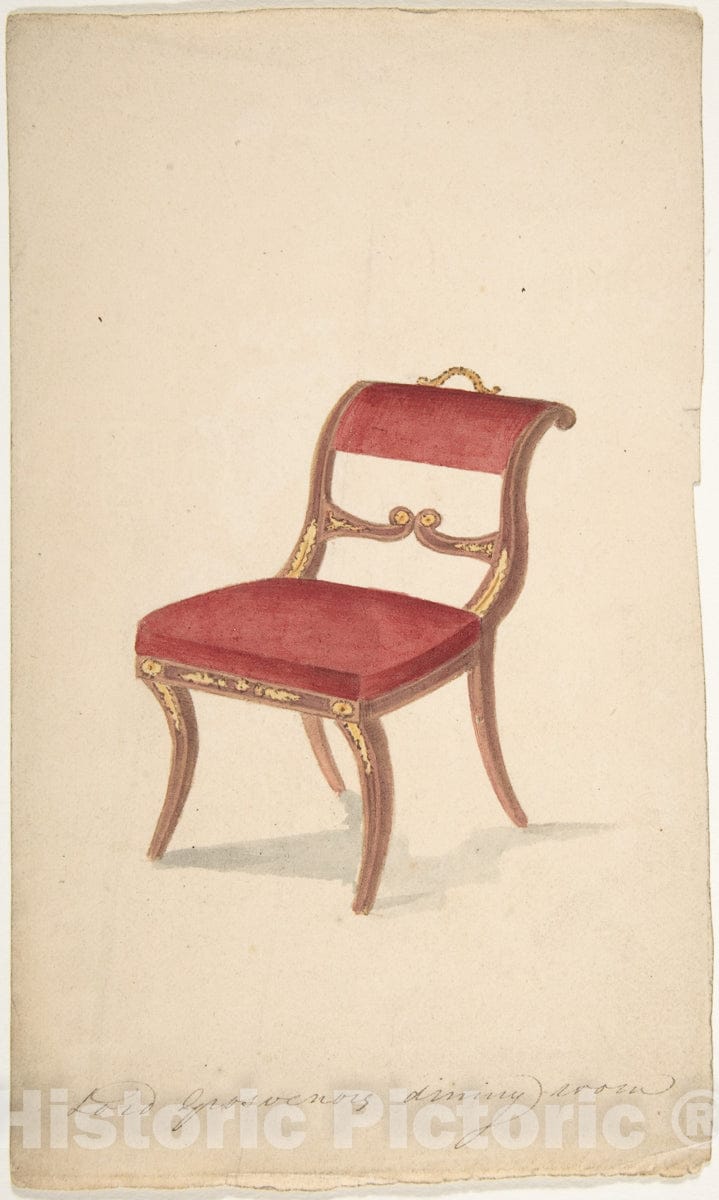 Art Print : Gillows - Design for a Chair,for Lord Grosvenor's Dining Room : Vintage Wall Art