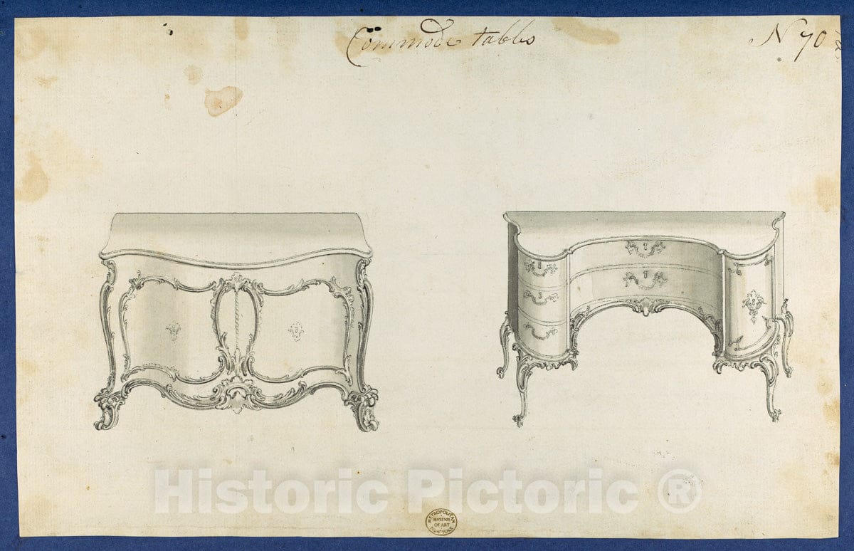 Art Print : Thomas Chippendale - Commode Tables, from Chippendale Drawings, Vol. II : Vintage Wall Art