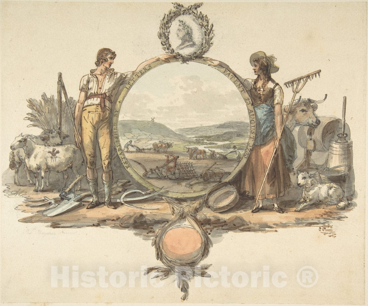 Art Print : Josiah Boydell - Design for a Frontispiece : Vintage Wall Art