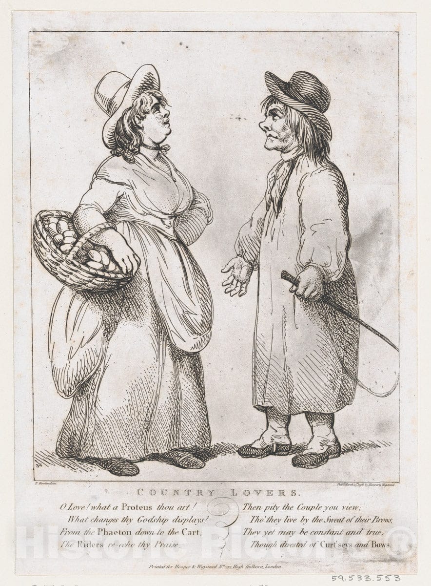 Art Print : Thomas Rowlandson - Country Lovers : Vintage Wall Art