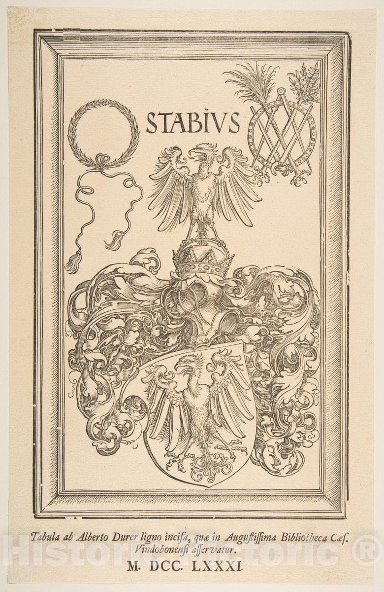 Art Print : Albrecht Dürer - Coat -of-Arms of Johan Stabius, Edition of 1781 : Vintage Wall Art