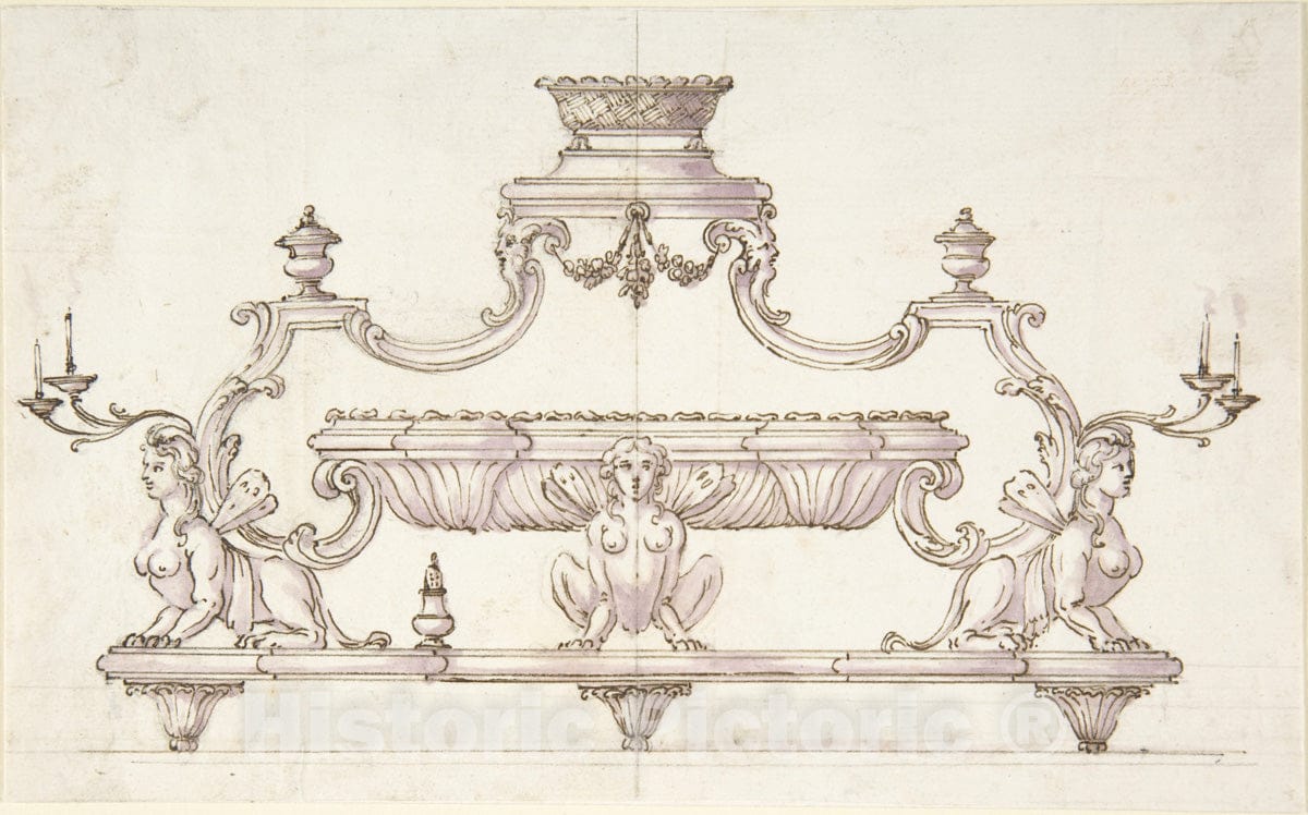 Art Print : 18th Century - Design for a Centerpiece : Vintage Wall Art