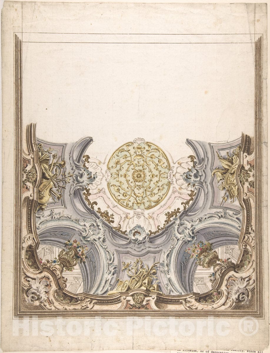 Art Print : Giovanni Antonio Torricelli - Design for a Painted Ceiling : Vintage Wall Art