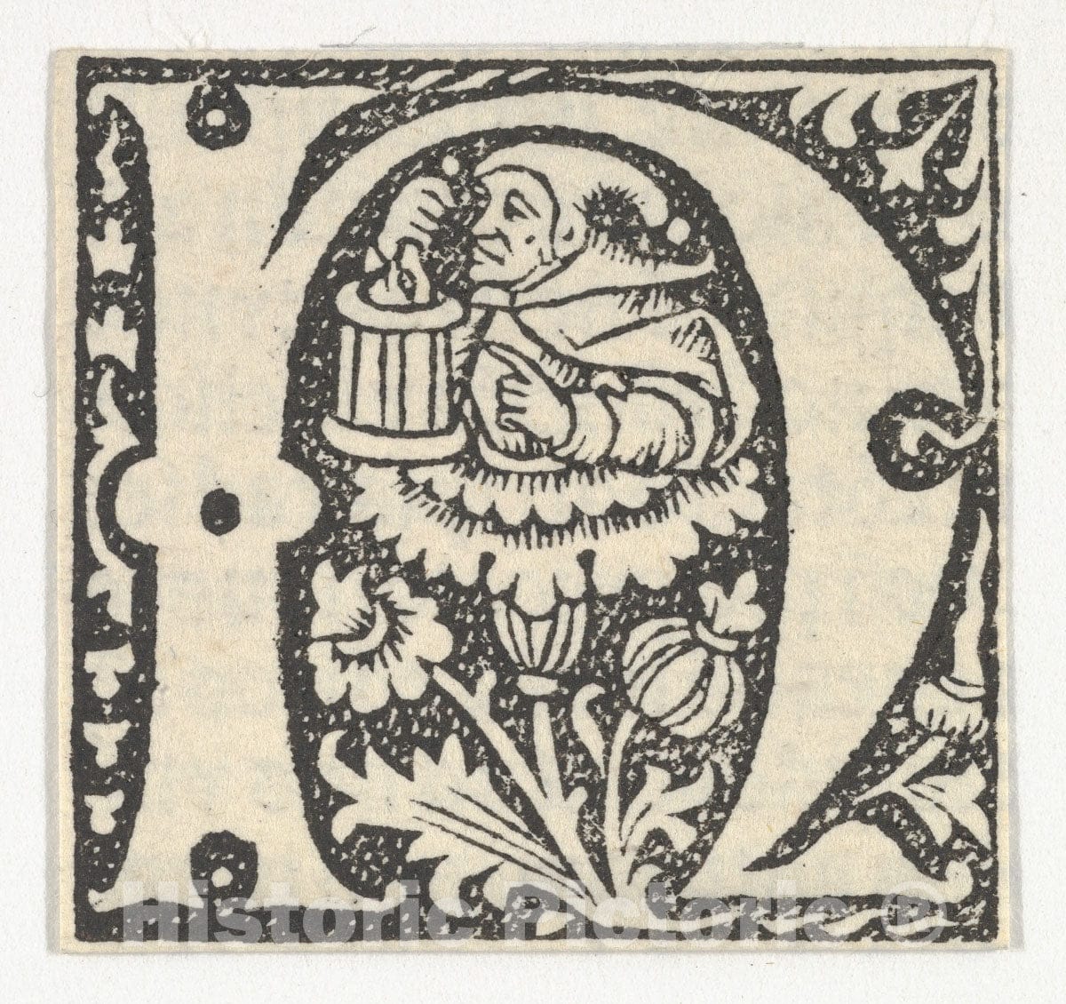 Art Print : Anonymous, French, 15th Century - Decorated Roman Alphabet - 421066 : Vintage Wall Art