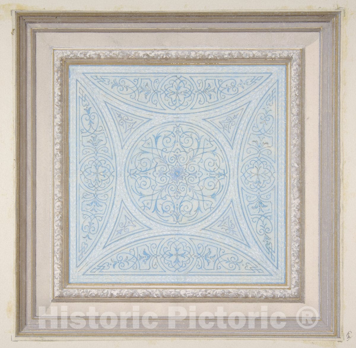 Art Print : Jules-Edmond-Charles Lachaise - Design for a Ceiling paianted in filagree Patterns : Vintage Wall Art
