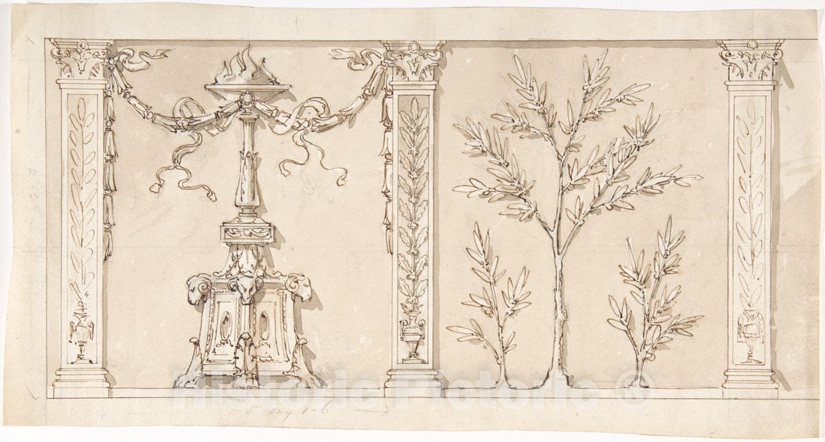 Art Print : British, 19th Century - Design for a Frieze or Wall Decoration : Vintage Wall Art